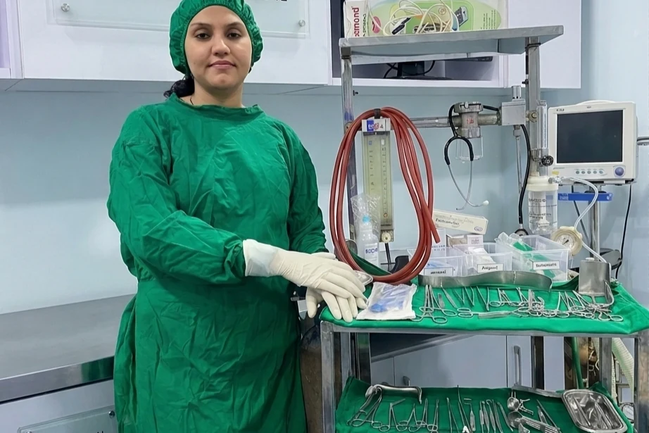 B.Sc Nursing students in uniform during a practical demonstration at L.N. Paramedical Institute, Borivali