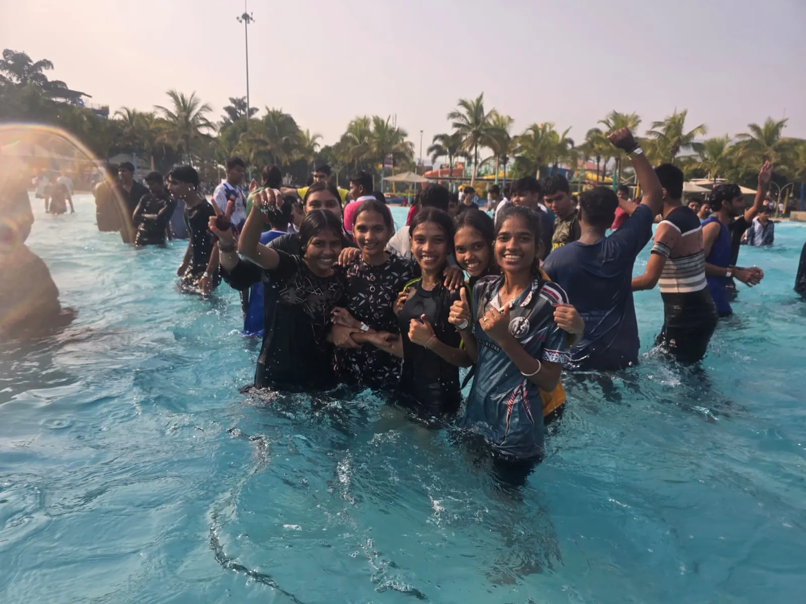 Students enjoying a water park trip organised by the institute
