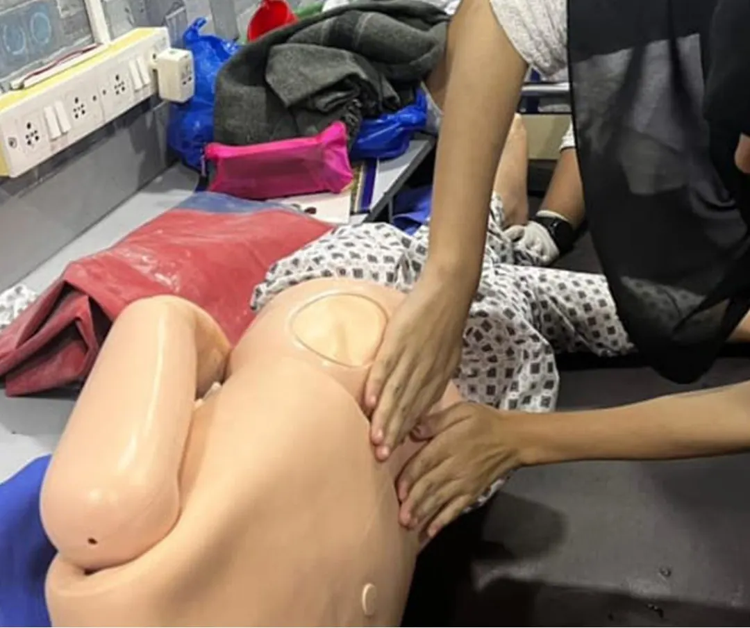 CPR and resuscitation training on a manikin